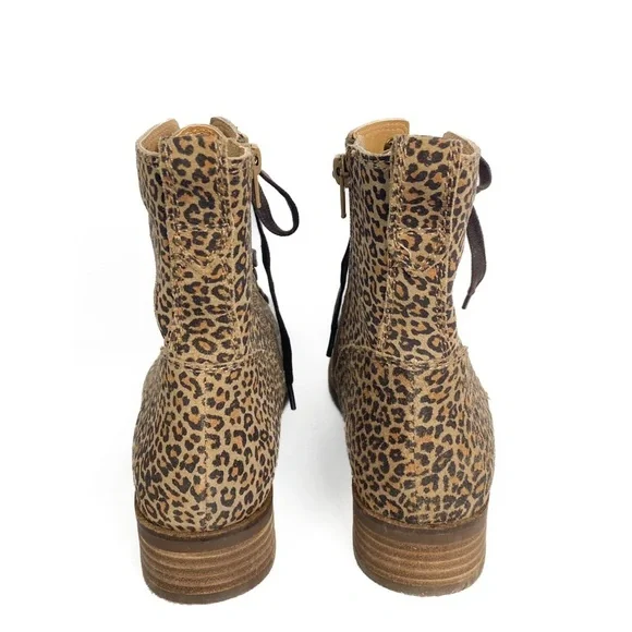 Lucky Brand Hestwan‎ Leopard Cheetah Lace Up Combat Boot, Tan - Size 6.5 - Picture 8 of 10